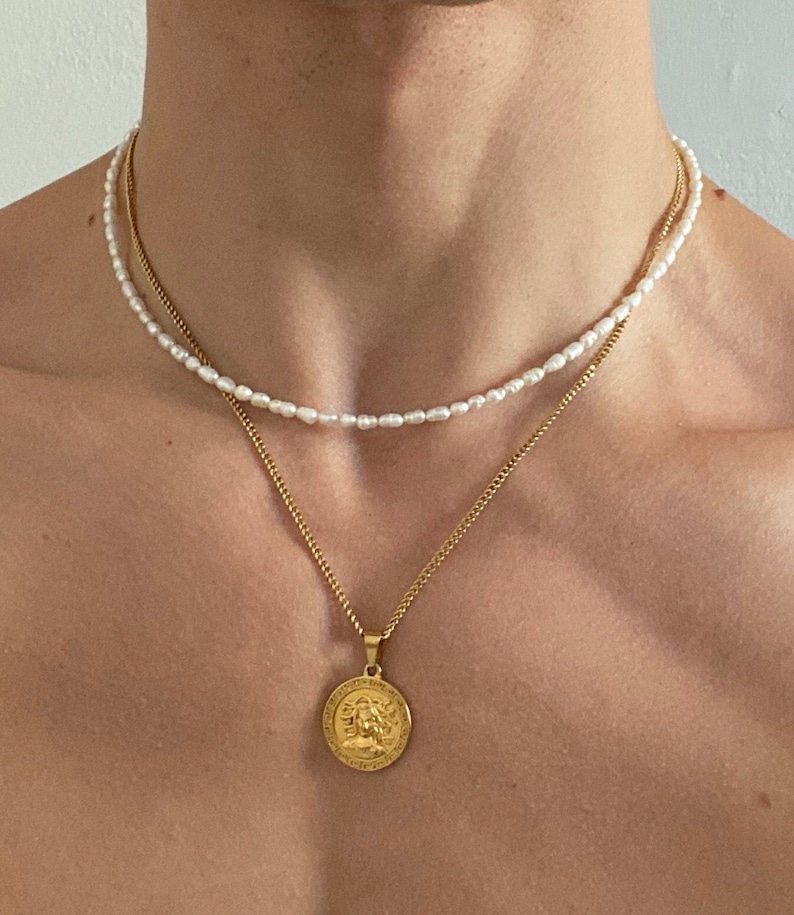 ESA necklace Small pearl necklace, rice pearl necklace, pearl jewellery, gift for her, gift for him. zdjęcie 1