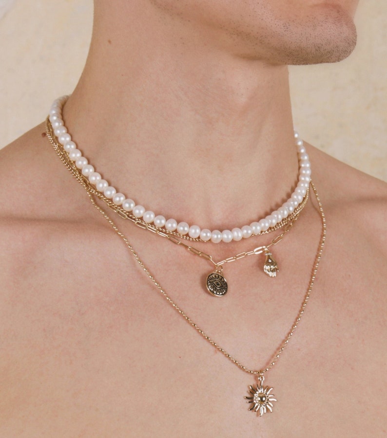 DORIAN necklace Great quality pearl necklace, freshwater pearl necklace, men pearl necklace, women pearl necklace. image 2