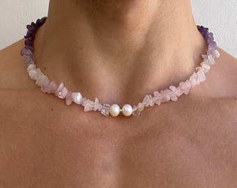 ALEXANDER necklace // dégradé quartz beads and pearls