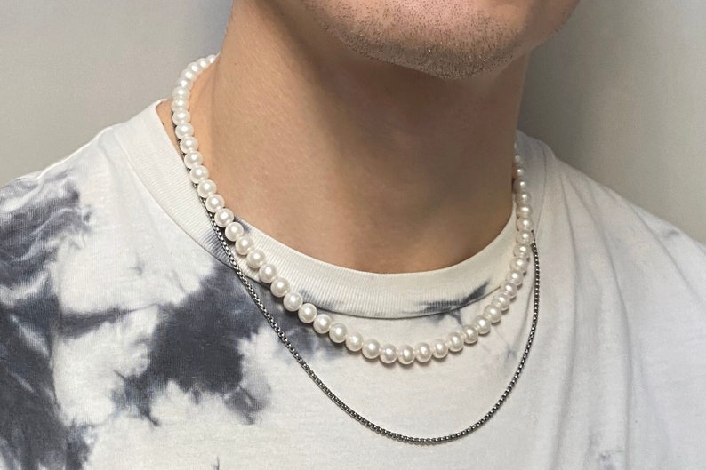 DORIAN Halskette Große Qualität Perlenkette, Süßwasser Perlenkette, Männer Perlenkette, Frauen Perlenkette. Bild 1