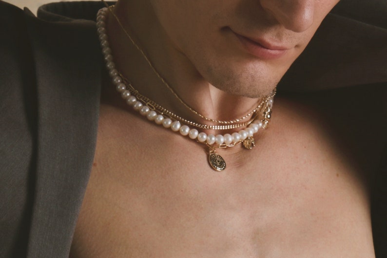 DORIAN necklace Great quality pearl necklace, freshwater pearl necklace, men pearl necklace, women pearl necklace. image 5