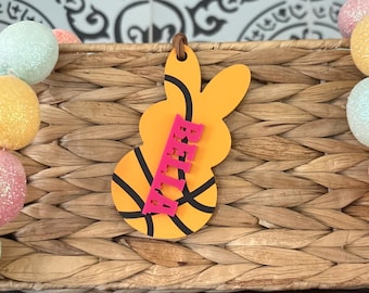 Basketball Bunny Easter Basket Tag, Personalized Easter Tag, Boys Easter Basket Gift Tag, Easter Basket Fillers, Basketball Name Tag