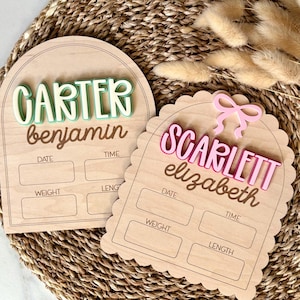 Baby Stats Sign, Newborn Announcement Sign with Birth Stat, Baby Birth Announcement, Nursery Name Sign, Newborn Gift for Mom, Baby Info Sign