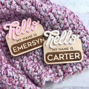 Hello My Name Is Sign, Baby Name Announcement, Newborn Photo Prop, Birth Announcement, Hospital Sign, Name Reveal, Baby Shower Gift for Mom