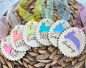 Personalized Easter Basket Tag, Easter Egg Name Tag, Easter Bunny Tag, Easter Basket Stuffers, Bunny Easter Tags for Kids, Rabbit Easter Tag