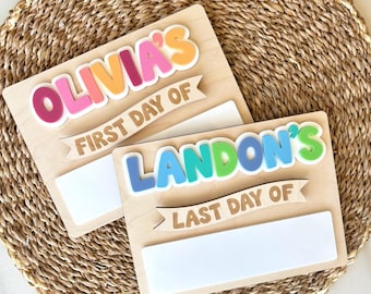 Personalized First and Last Day of School Sign, Reusable First Day Sign, Preschool Kindergarten First Day Photo Prop, Back to School Sign