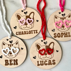 Valentine&#39;s Day Basket Tag, Valentine&#39;s Personalized Tag for Kids, Valentine&#39;s Gift Tag, Love Basket Tag, Heart Name Tag, Dog Lover Gift Tag