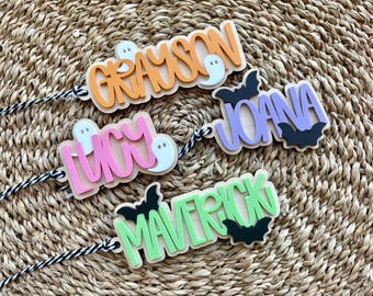 Personalized Halloween Basket Tag, Boo Basket Name Tag