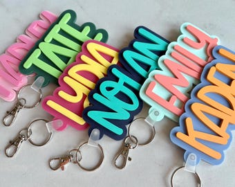 Personalized Backpack Tag, Bogg Bag Name Charm, School Nametag, Lunch Bag Tag, Boys Backpack Name Tag, Preschool Keychain, Diaper Bag Tag