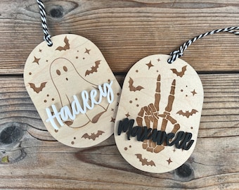 Halloween Boo Basket Tag, Trick-or-Treat Bag Tag, Custom Halloween Gift Tag, Ghost Name Tags, Boo Basket Filler, Skeleton Halloween Stuffers