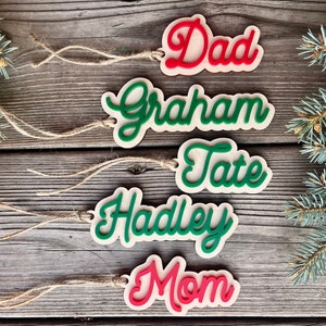 Etiqueta de madera personalizada para medias navideñas, etiqueta para regalo de Navidad, etiquetas navideñas para niños, decoración navideña, etiquetas navideñas modernas