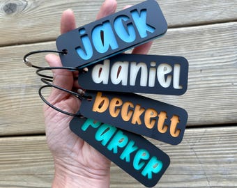 Personalized Backpack Tag, School Name Tag, Boys Keychain
