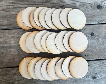 25 - 3 inch 1/4 inch thick Maple Wood Circle Rounds, Christmas Ornament Blanks, Unfinished Wood Disc, Wood DIY Craft Supplies, Wood Scraps