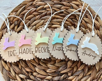 Personalized Easter Basket Tag, Easter Egg Name Tag, Easter Bunny Tag, Easter Basket Stuffers, Bunny Easter Tags for Kids, Rabbit Easter Tag