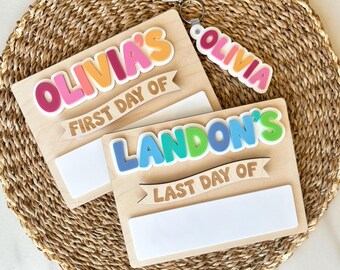 Personalized First and Last Day of School Sign, Reusable First Day Sign, Preschool Kindergarten First Day Photo Prop, Back to School Sign