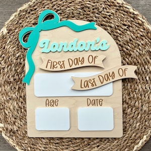 Coquette Bow First and Last Day of School Sign, Reusable First Day Sign, Preschool Kindergarten First Day Photo Prop, Back to School Sign