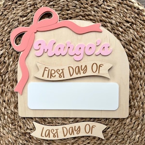 Coquette Bow First and Last Day of School Sign, Reusable First Day Sign, Preschool Kindergarten First Day Photo Prop, Back to School Sign