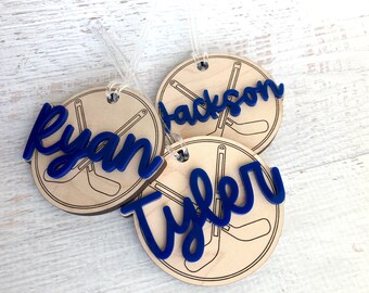 Personalized Hockey Bag Tag, Birthday Gift for Hockey Player, Hockey Team Gifts, Hockey Birthday Party Favors, Birthday Gift for Teens