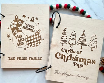 Retro Christmas Card Holder, Cards of Christmas Past, Christmas Card Keepsake, Card Keeper Book, Custom Card Holder, Card Storage Organizer