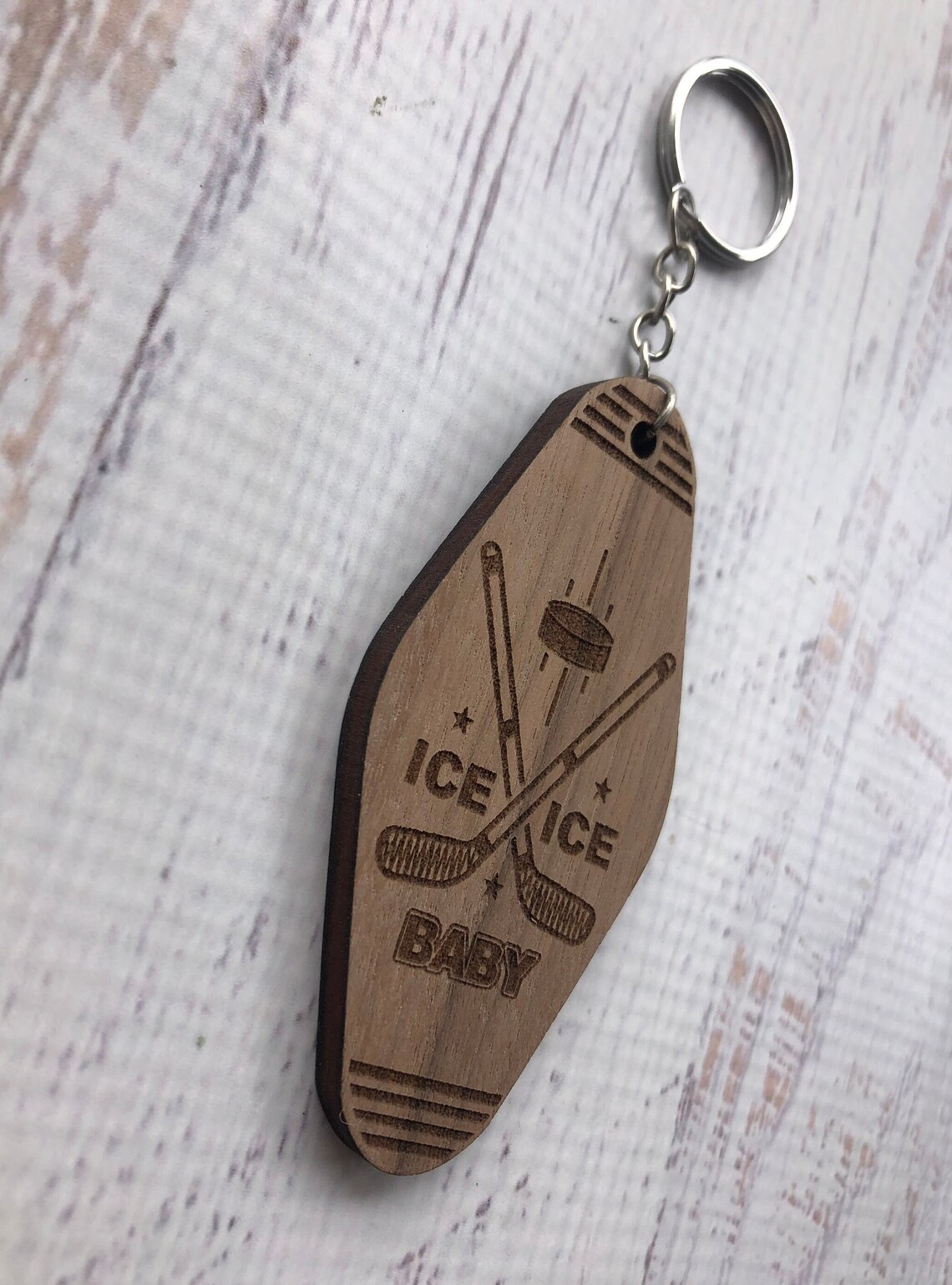 Ice Ice Baby Hockey Keychain Hockey Stick Keychain Hockey Etsy