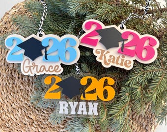 Personalized Graduation Christmas Ornament, Class of 2026 Gift, Gift for Graduate, Graduation Gift 2025, Graduation Keepsake, Grad Car Charm