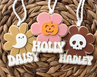Flower Halloween Boo Basket Tag, Trick-or-Treat Bag Tag, Custom Halloween Gift, Halloween Name Tags, Boo Basket Filler, Halloween Stuffers