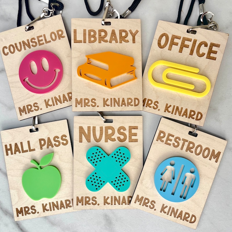 👩‍🏫Buy 2 FREE SHIPPING👩‍🏫Personalized Teacher Hall Pass, Bathroom Pass, Classroom Hall Pass, Gift for Teacher Appreciation, Classroom Accessories, Hall Pass Lanyard