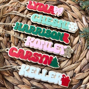 Christmas Stocking Tag for Kids, Personalized Christmas Gift Tag, Wood Stocking Tags, Christmas Decor, Kids Christmas Stocking
