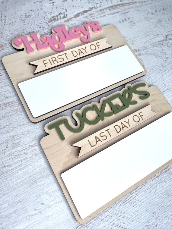 Personalized First and Last Day of School Sign, Reusable First Day Sign, Preschool Kindergarten First Day Photo Prop, Back to School Sign