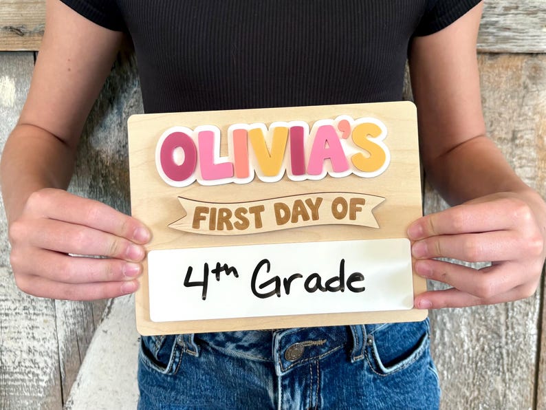 Personalized First and Last Day of School Sign, Reusable First Day Sign, Preschool Kindergarten First Day Photo Prop, Back to School Sign Bild 3