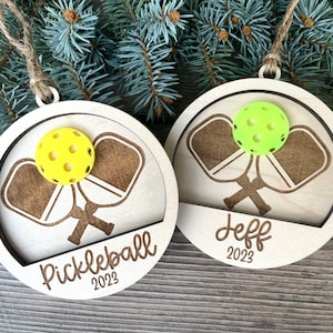 Personalized Pickleball 2024 Ornament, Custom Pickleball Name Ornament, Pickleball Gift, Pickle ball Tournament, Gift for Grandpa Grandma