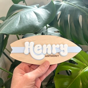 Surfboard Baby Name Sign, Birth Announcement Plaque, Nursery Decor for ...