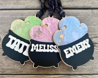 Witch Cauldron Halloween Boo Basket Tag, Trick-or-Treat Bag Tag, Custom Halloween Gift Tag, Name Tags, Boo Basket Filler, Halloween Stuffers