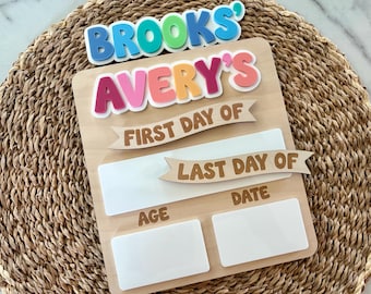 Personalized First and Last Day of School Sign, Reusable First Day Sign, Preschool Kindergarten First Day Photo Prop, Back to School Sign