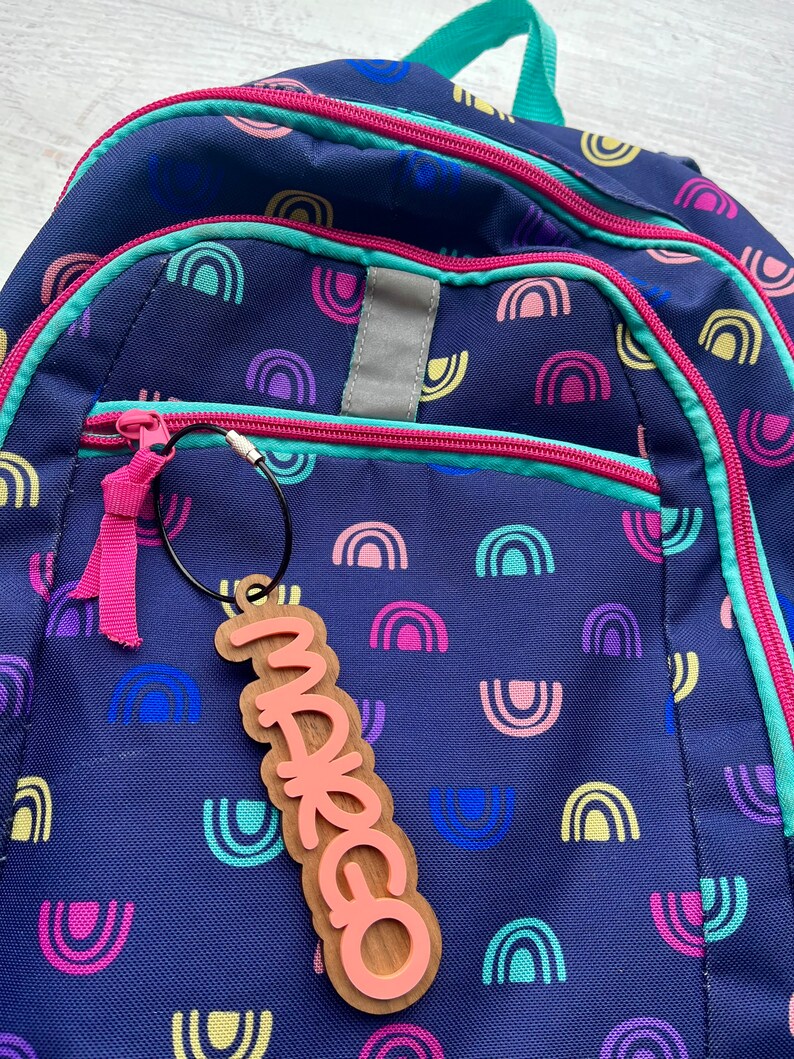 Wood Acrylic Backpack Name Tag Birthday Gift for Kids Party Etsy