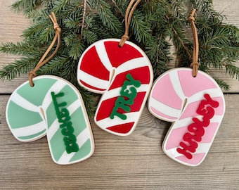 Candy Cane Ornament for Kids, Personalized Candy Cane, Custom Christmas Ornament, Baby's First Christmas Ornament, Custom Gift for Baby