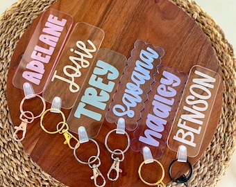 Personalized Acrylic Backpack Tag, School Name Tag, Diaper Bag Tag, Custom Keychain