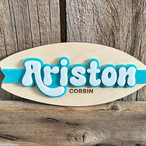 Surfboard Baby Name Sign, Birth Announcement Plaque, Nursery Decor for ...