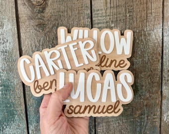 Wood Baby Name Announcement, Newborn Photo Prop, Modern Birth Announcement, Hospital Sign, Name Reveal, Baby Shower Gift for Mom