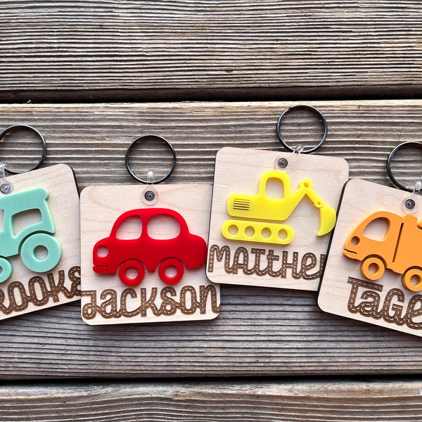 Transportation Backpack Name Tags, Lunchbox Name Tag, Construction Gifts for Kids, Car Keychain, Party Favors for Boys, Bag Tag for Kids