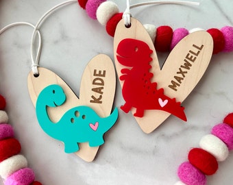 Dinosaur Valentine's Day Basket Tag, Valentine's Personalized Tag, Valentine's Gift Tag for Boys, Dino Valentines Gift, Love Basket Tag