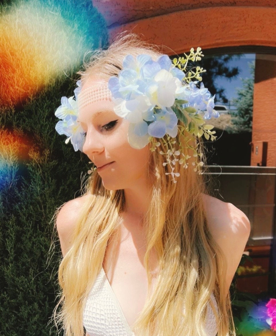 Shells Realm Cosplay Double Hair Clip for Mermaid Costume With Shells, Faux Flowers, Leaves ...