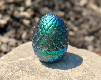 Holographic Color Shift Dragon Egg Jar for Decorative Storage of Jewelry Knick Nacks in Kids Room, Glow n the Dark Decor Made of Epoxy Resin