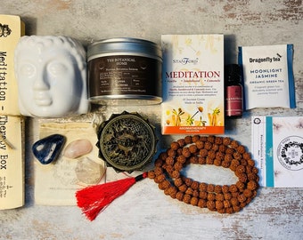 Meditation Ritual Box - Mala Meditation Beads , Mothers Day  Present, Spiritual Gift UK, Employee Appreciation Gift, Boho Gift