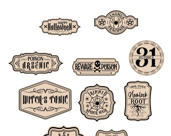 Halloween Apothecary Labels, Digital Download, ephemera, junk journal, journaling, scrapbooking, embellishments, stationery.