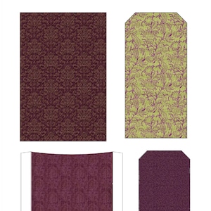 Damask Purple Loaded Pocket, Digital Download, Floral ephemera, loaded pocket, Floral journal, Floral scrapbook