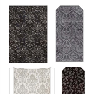 Damask Grey 2 Załadowana kieszeń, Pobieranie cyfrowe, Kwiatowe efemerydy, Załadowana kieszeń, Kwiatowy dziennik, Kwiatowy album