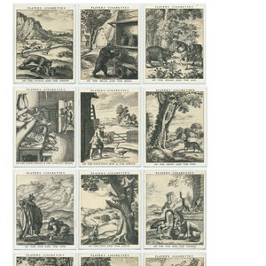 Fabeln von Aesop, Zigarettenkarten, 3 Seiten Digitale Downloads, Ephemera, Junk Journals, Scrapbook, Scrapbooking