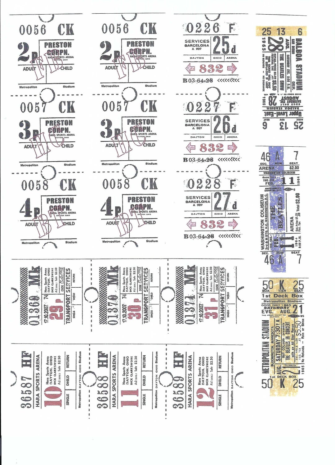 Tickets, Digitals, Printable, Instant Download, Vintage Printable ...