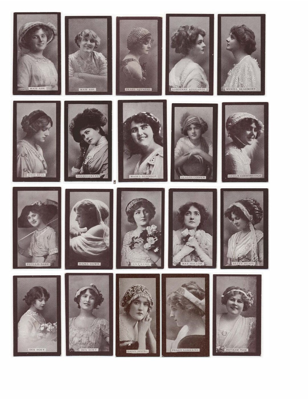 Printable Vintage Beauties Tea Cards, 1.5 Pages, Digital Download ...